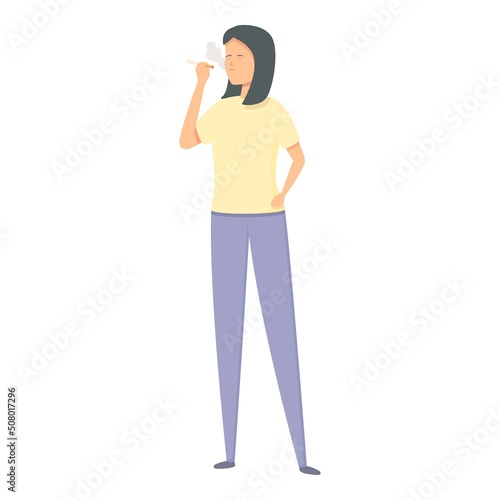 Smoking stress reduction icon cartoon vector. Blood medicine. Meditate mind
