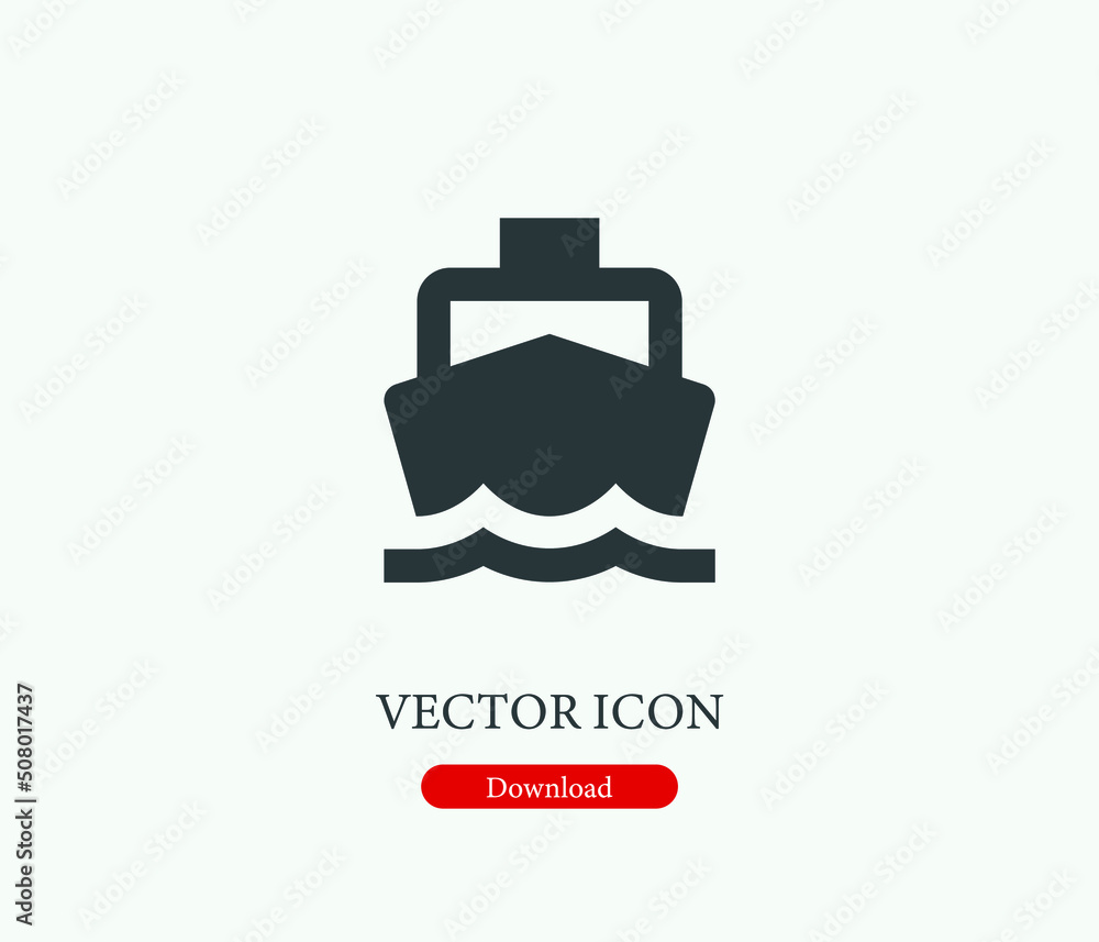 Ship vector icon. Editable stroke. Symbol in Line Art Style for Design, Presentation, Website or Mobile Apps Elements, Logo.  Ship symbol illustration. Pixel vector graphics - Vector