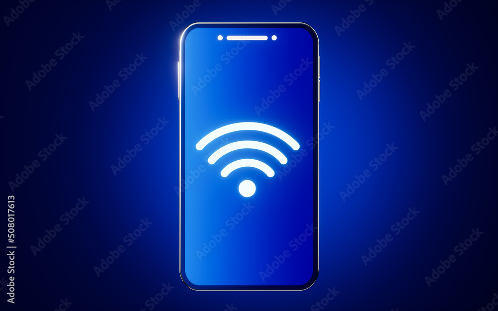 Mobile phone and wifi icon, 3d rendering. Mobile phone and wifi icon, 3d rendering.