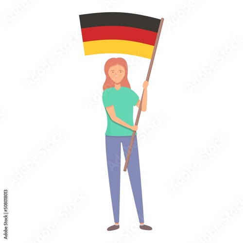 Girl with Germany flag icon cartoon vector. Child world. Country day