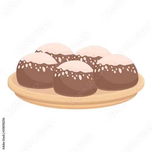 Sweet dutch balls icon cartoon vector. Culture type. Food platter