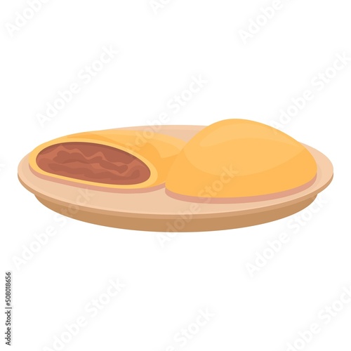 Caribbean bakery icon cartoon vector. Food plate. Dish meal