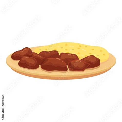 Meat food icon cartoon vector. Caribbean plate. Cuban dish