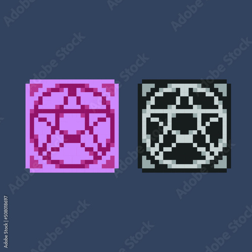 pentagram sign with different color in pixel art style