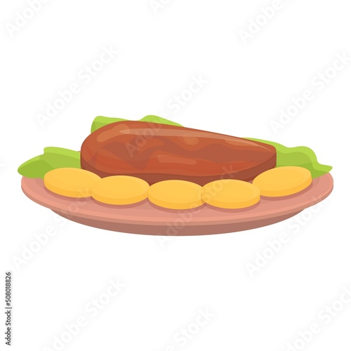 Meat dish icon cartoon vector. Food caribbean. Delicious dinner