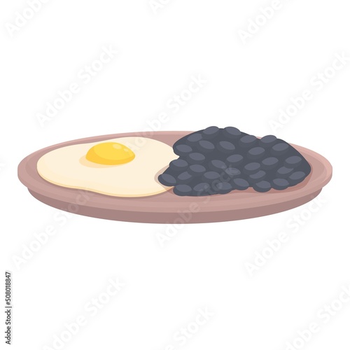 Caribbean fried egg icon cartoon vector. Food plate. Cuban dish