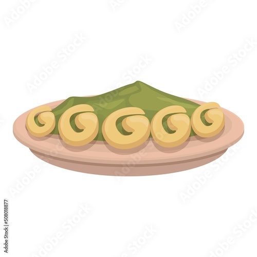 African dish icon cartoon vector. Caribbean food. Cuban plate