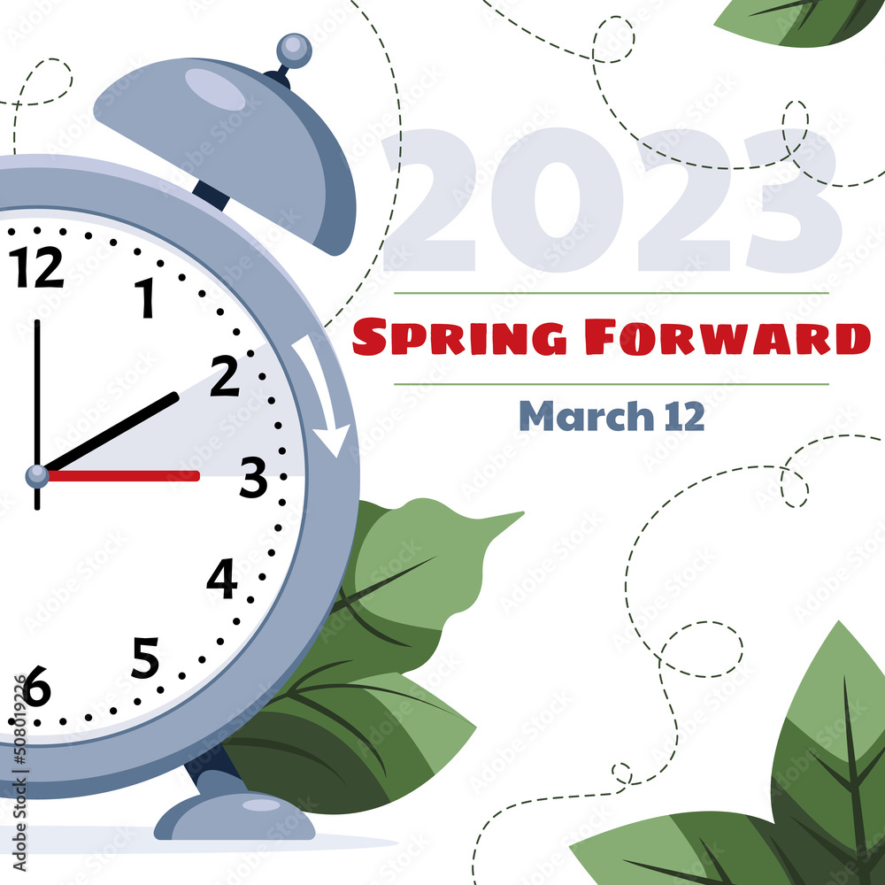 Daylight saving time. Clock set to an hour ahead March 12, 2023