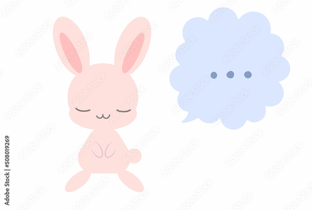 Obraz premium 沈黙するうさぎのイラスト ふきだし ベクター