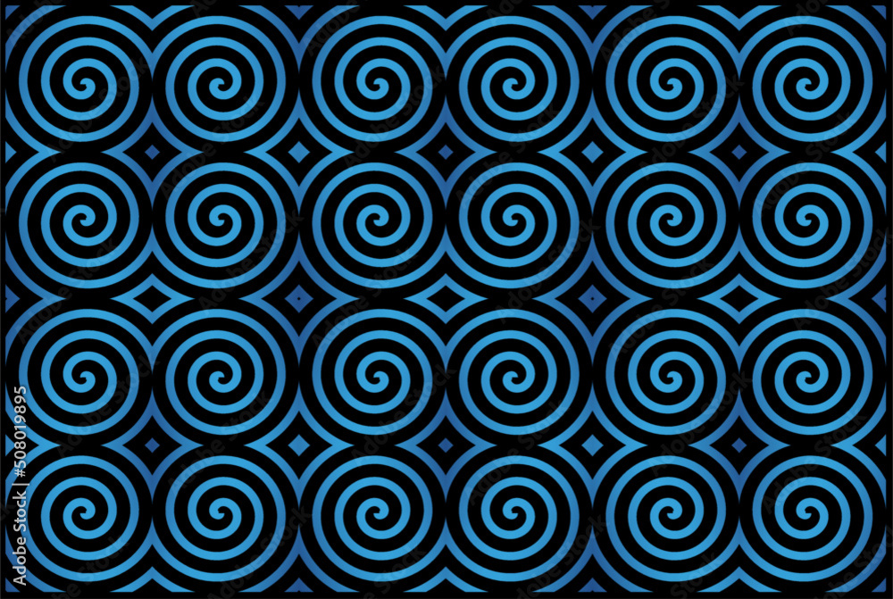 Abstract vector geometric background with spirals in blue gradient color