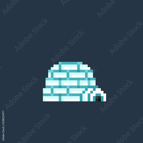 igloo house in pixel art style