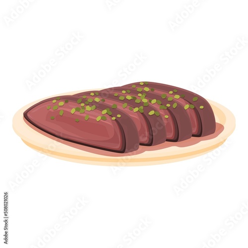Cooked meat icon cartoon vector. Dinner menu. Fresh lunch
