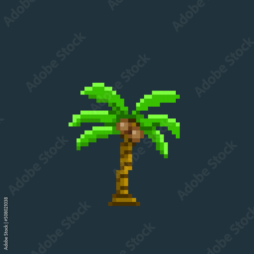 coconut tree in pixel art style