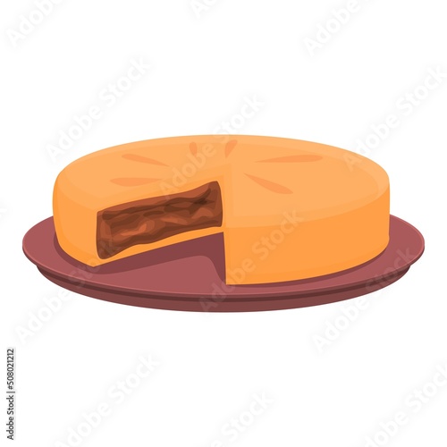 Apple choco pie icon cartoon vector. Australian food. Plate menu