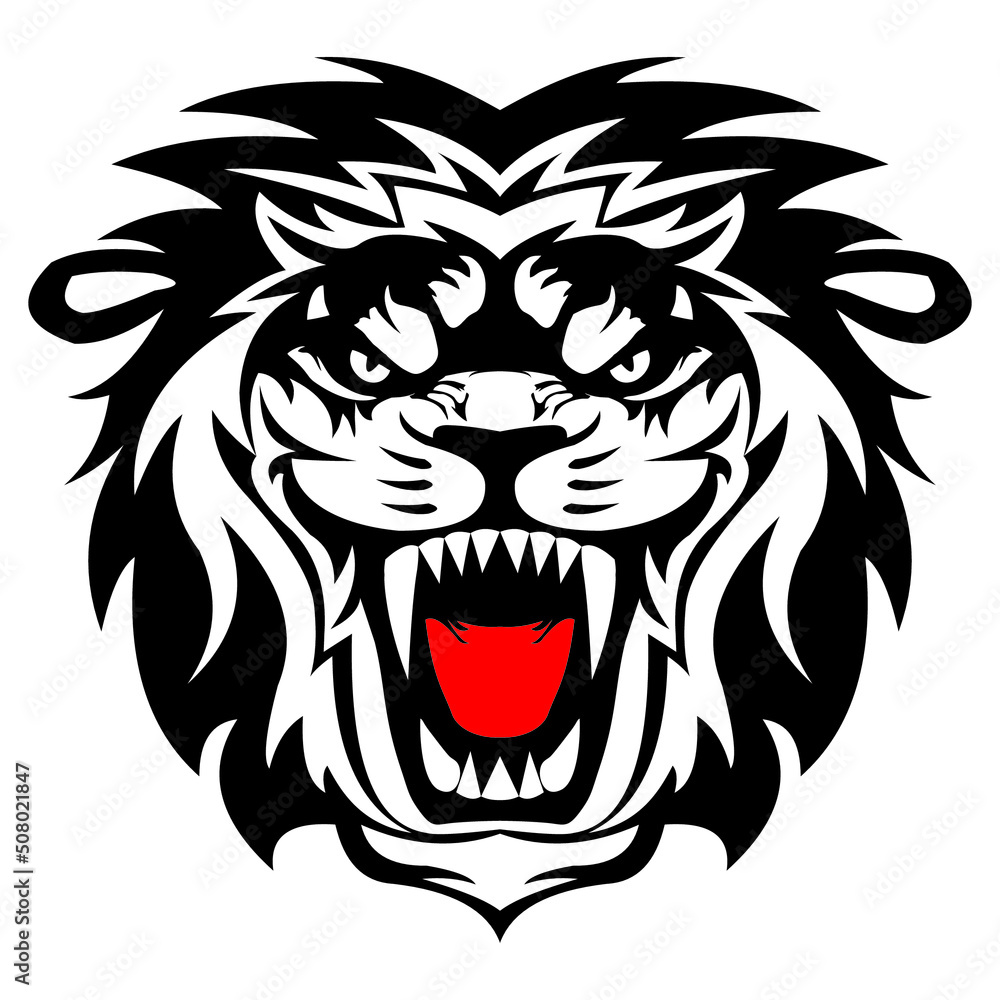 Fototapeta premium lion head hungry vector