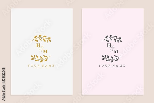 HM initial wedding floral simple modern vector graphic template