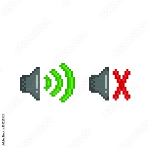 sound option sign in pixel art style