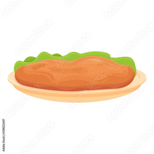 Austrian cutlet icon cartoon vector. Austria food. Restaurant cuisine