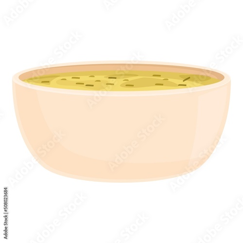 Azerbaijan soup icon cartoon vector. Chicken food. Rice menu