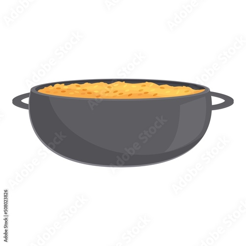 Dish rice icon cartoon vector. Food meal. Chicken menu