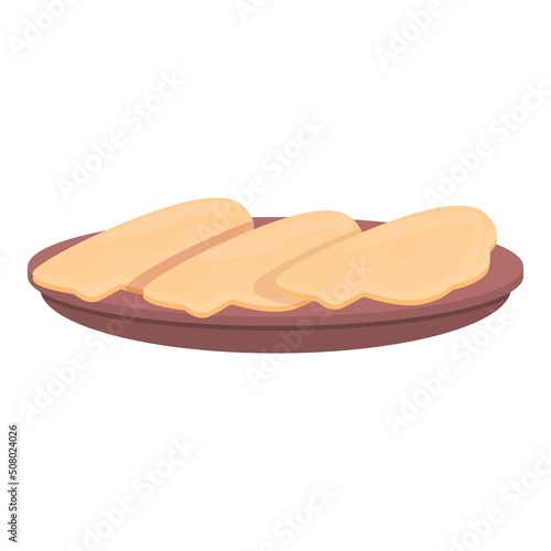 Cutted meat icon cartoon vector. Pilaf food. Cuisine soup