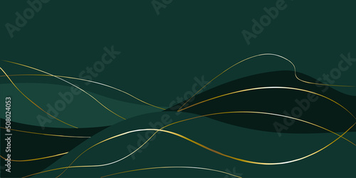 Green dunes with gold lines. Gold threads on a green background