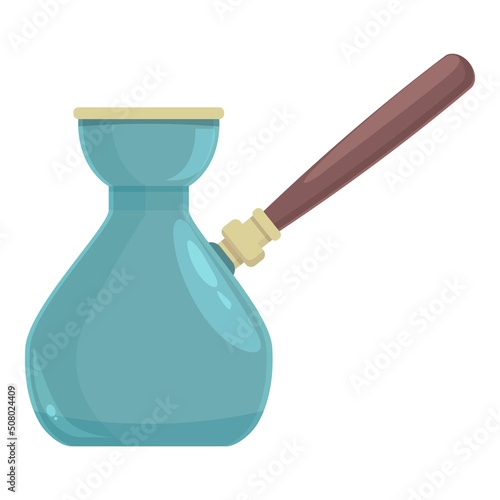 Coffee steam pot icon cartoon vector. Cezve cup. Cafe copper