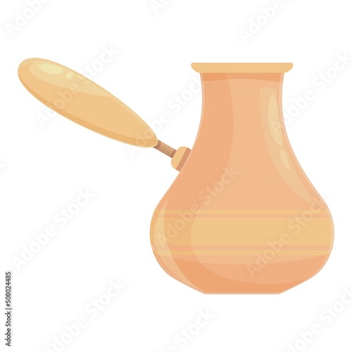 Tea turkish pot icon cartoon vector. Arab bag. Cezve cup