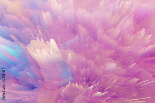Purple sharp texture. Frozen lava 3d render illustration. Abstract motion background design