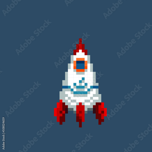 rocket ship in pixel art style