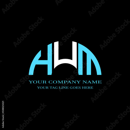 HUM letter logo creative design with vector graphic