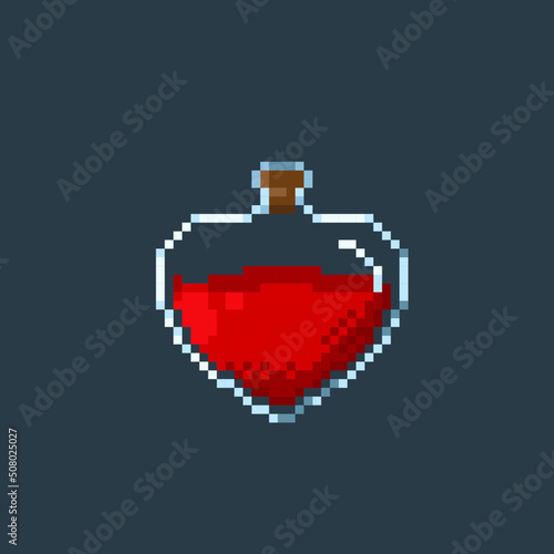 love phial with red liquid in pixel art style