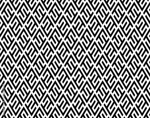 Abstract geometric pattern with stripes, lines. Seamless vector background. White and black ornament. Simple lattice graphic design