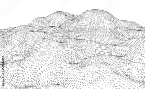 3D rendered illustration of terrain wireframe mesh. File compatiple with EPS10 format