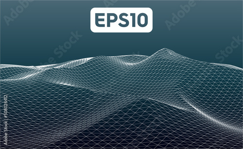3D rendered illustration of terrain wireframe mesh. File compatiple with EPS10 format
