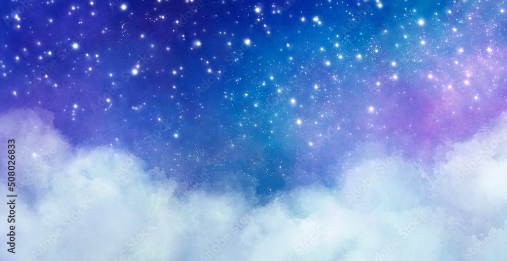 輝く星空 宇宙 ふわふわ 雲 手書き背景テクスチャ素材 Stock Illustration | Adobe Stock