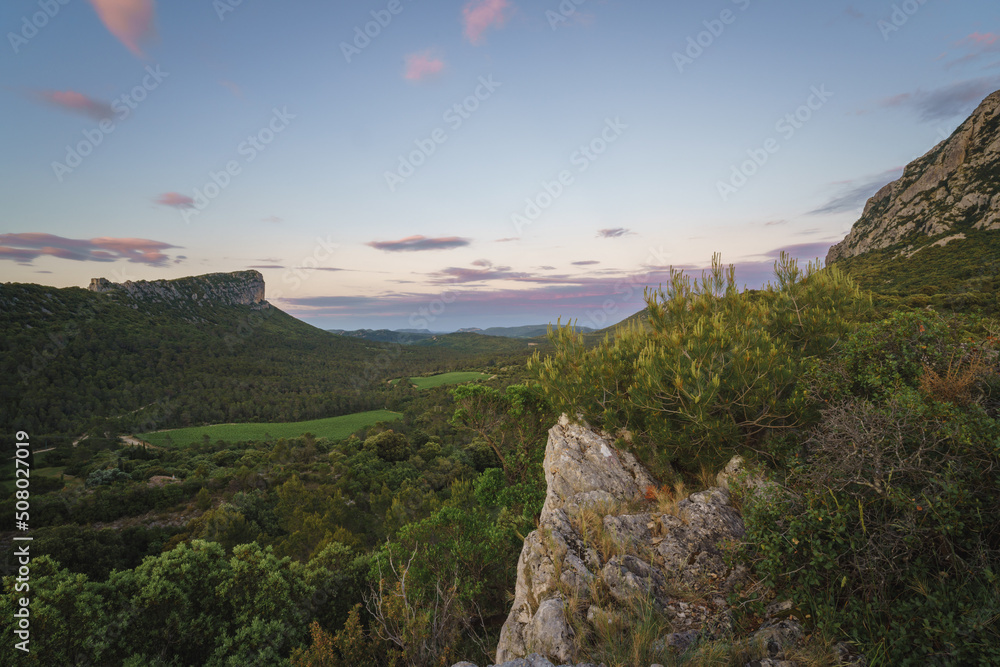 View of Pic Saint-Loup and Pic de l'Hortus, two famous mountains in the south Fance View of Pic Saint-Loup and Pic de l'Hortus, two famous mountains in the south Fance