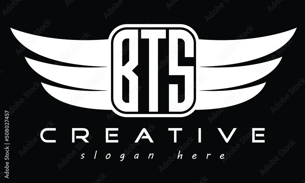 BTS three Letter Wings Flying Initial wing symbol minimalist creative