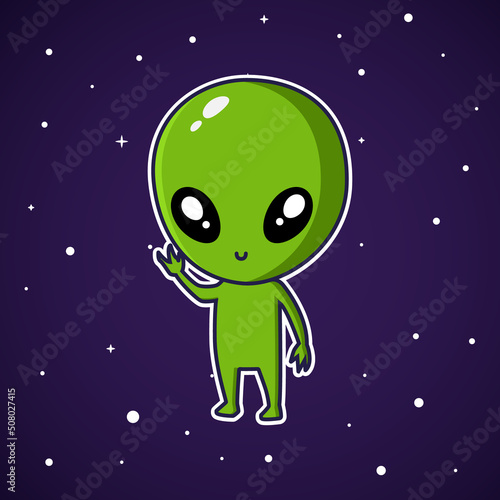 Cute alien character illustration design