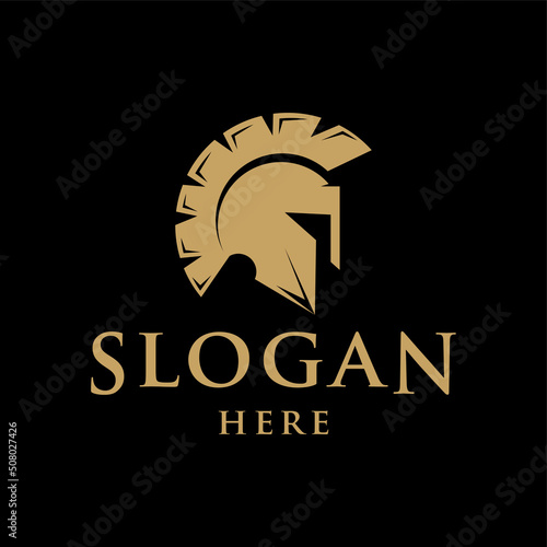 Spartan helmet logo design template vector Illustration
