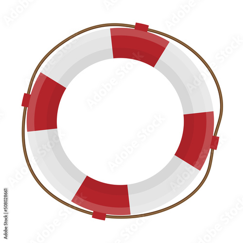 red and white life buoy isolated on white background, vector illustration