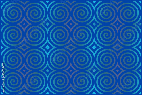 Abstract vector geometric background with spirals in blue gradient color