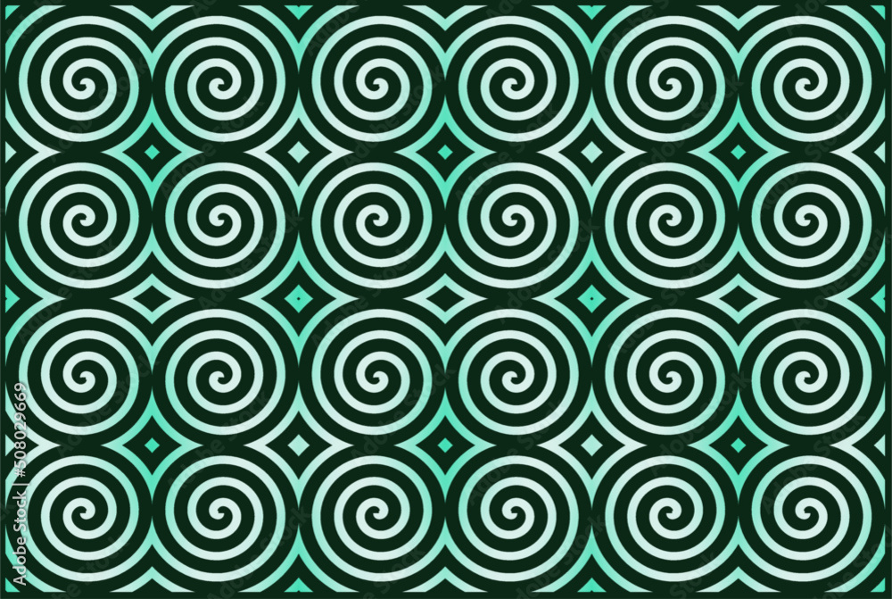 abstract vector geometric background with spirals in green gradient color