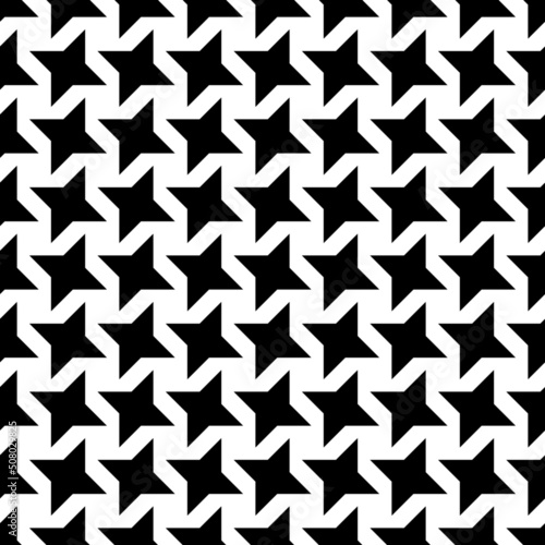 Four pointed star Line Shapes Grid. Abstract Geometric Background Design. Vector Seamless Black and White Pattern background.