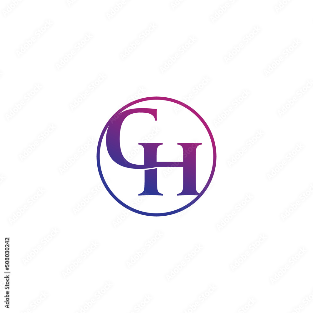 elegant letter GH logo combined in circle shape with purple gradient color elegant letter GH logo combined in circle shape with purple gradient color