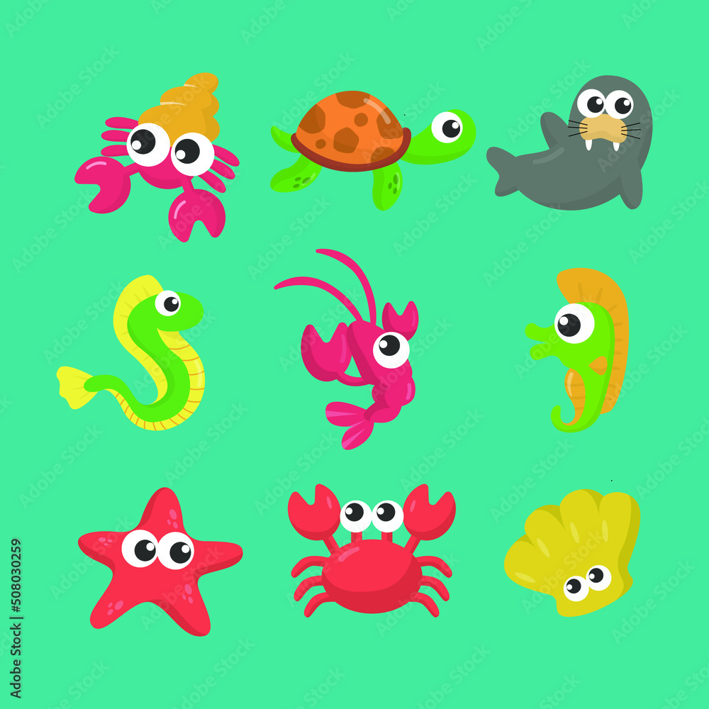 Cute Sea Animals Illustrations Collection Cute Sea Animals Illustrations Collection