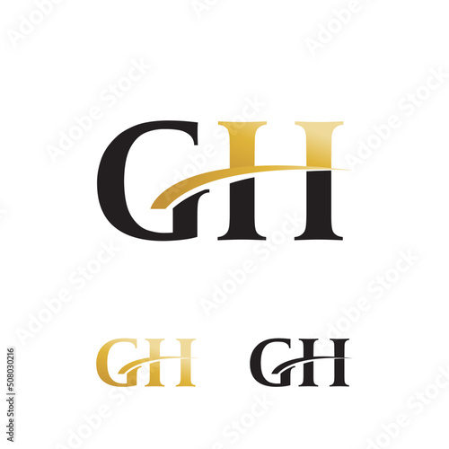 elegant letter GH logo with black and gold color