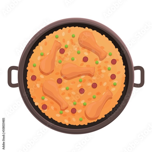 Risotto paella icon cartoon vector. Spanish food. Spain cuisine