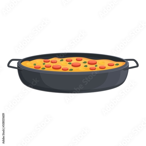 Spanish paella icon cartoon vector. Spain food. Dish menu