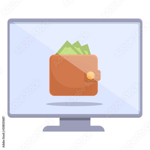 Online money wallet icon cartoon vector. Blog monetize. Profit strategy